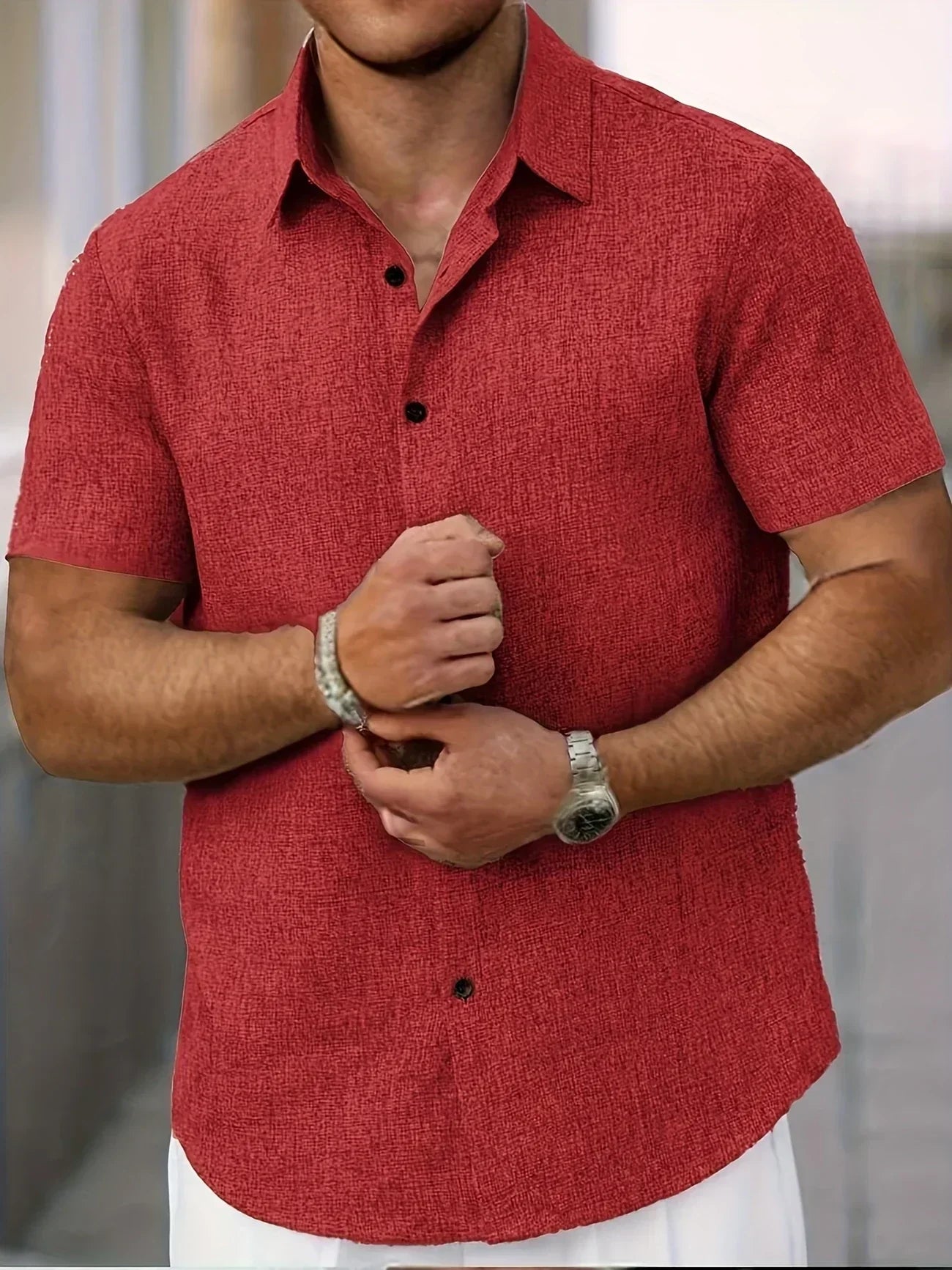 Dwight - camisa de mezcla de lino de manga corta