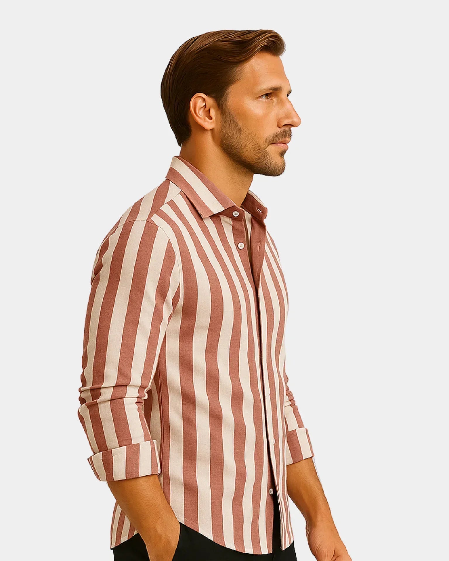 Giovanni - Camisa de Lino Blanco Rojo