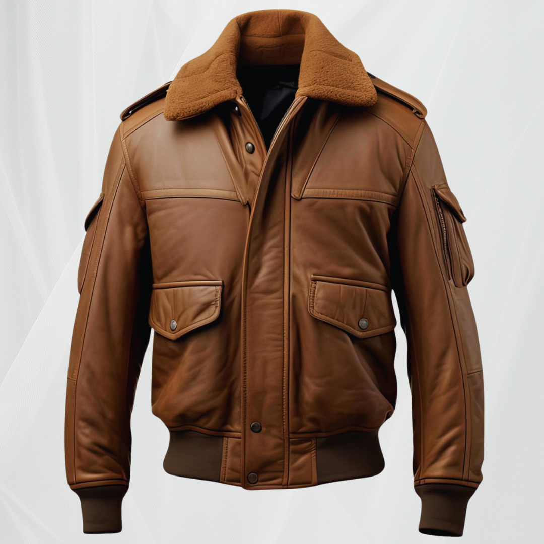 Chaqueta de aviador de alta calidad (hecha de cuero de oveja)