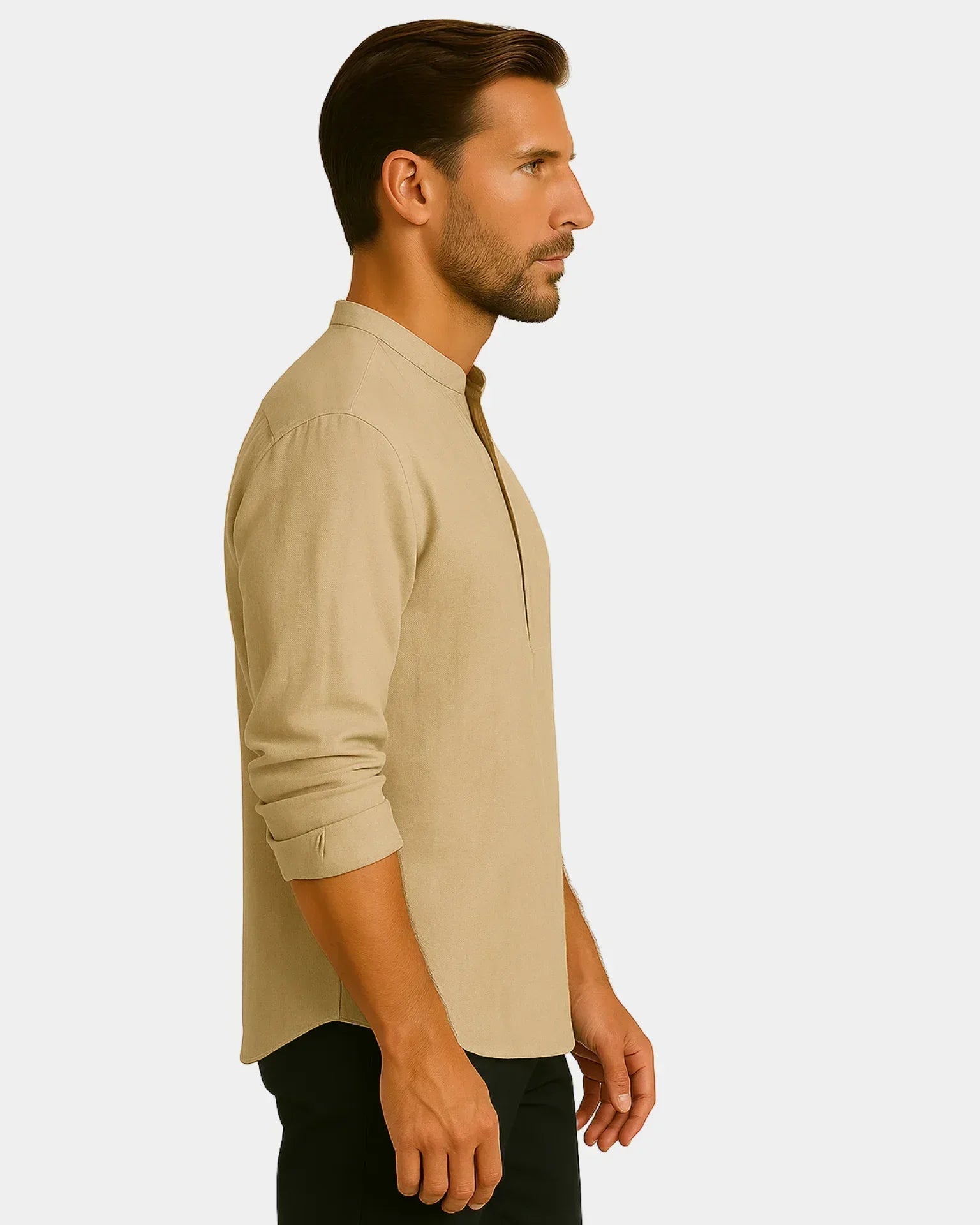 Lorenzo - camisas de lino en color caqui