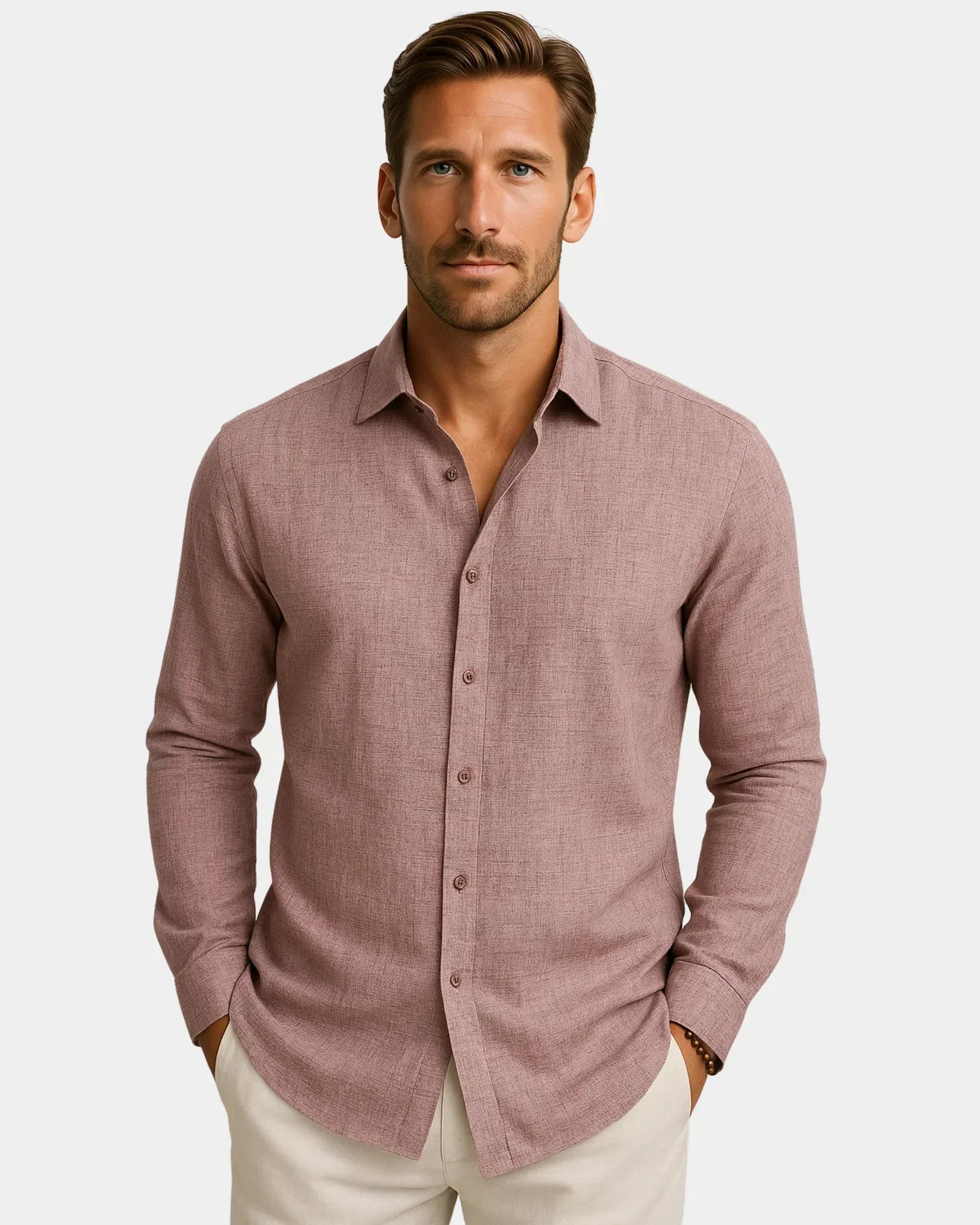 Marco - Camisa de lino color rosa sucio