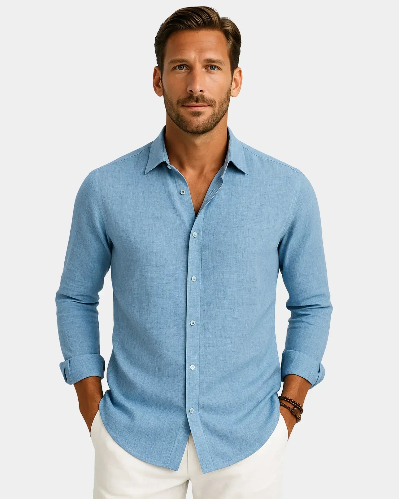 Marco - Camisa de lino azul claro