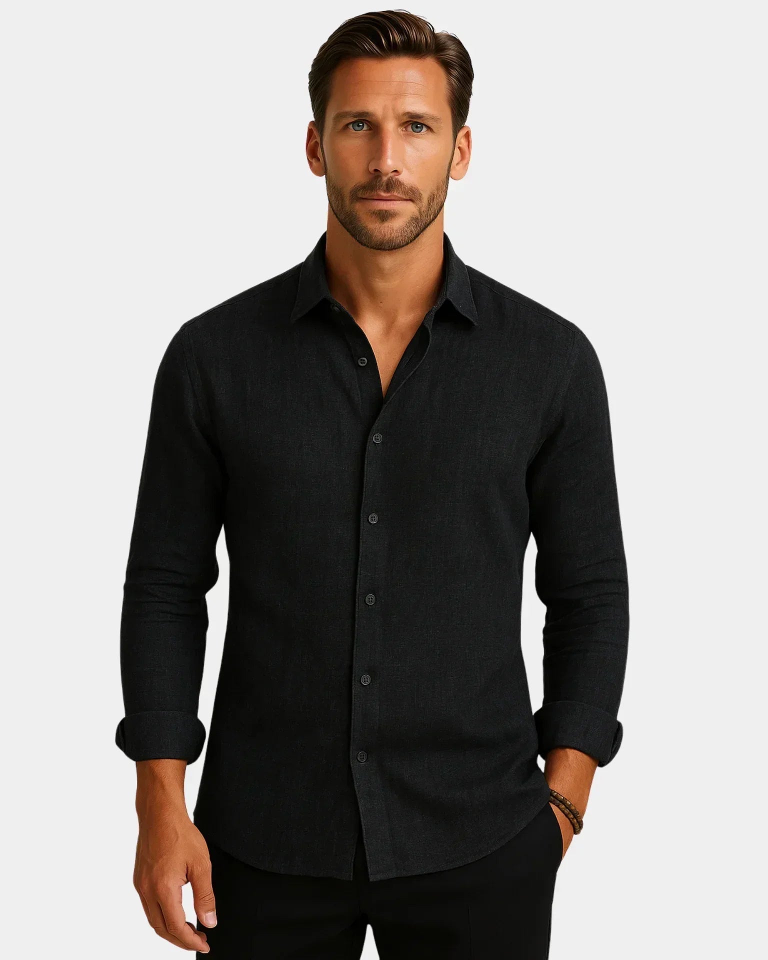 Marco - camisa de lino juodi