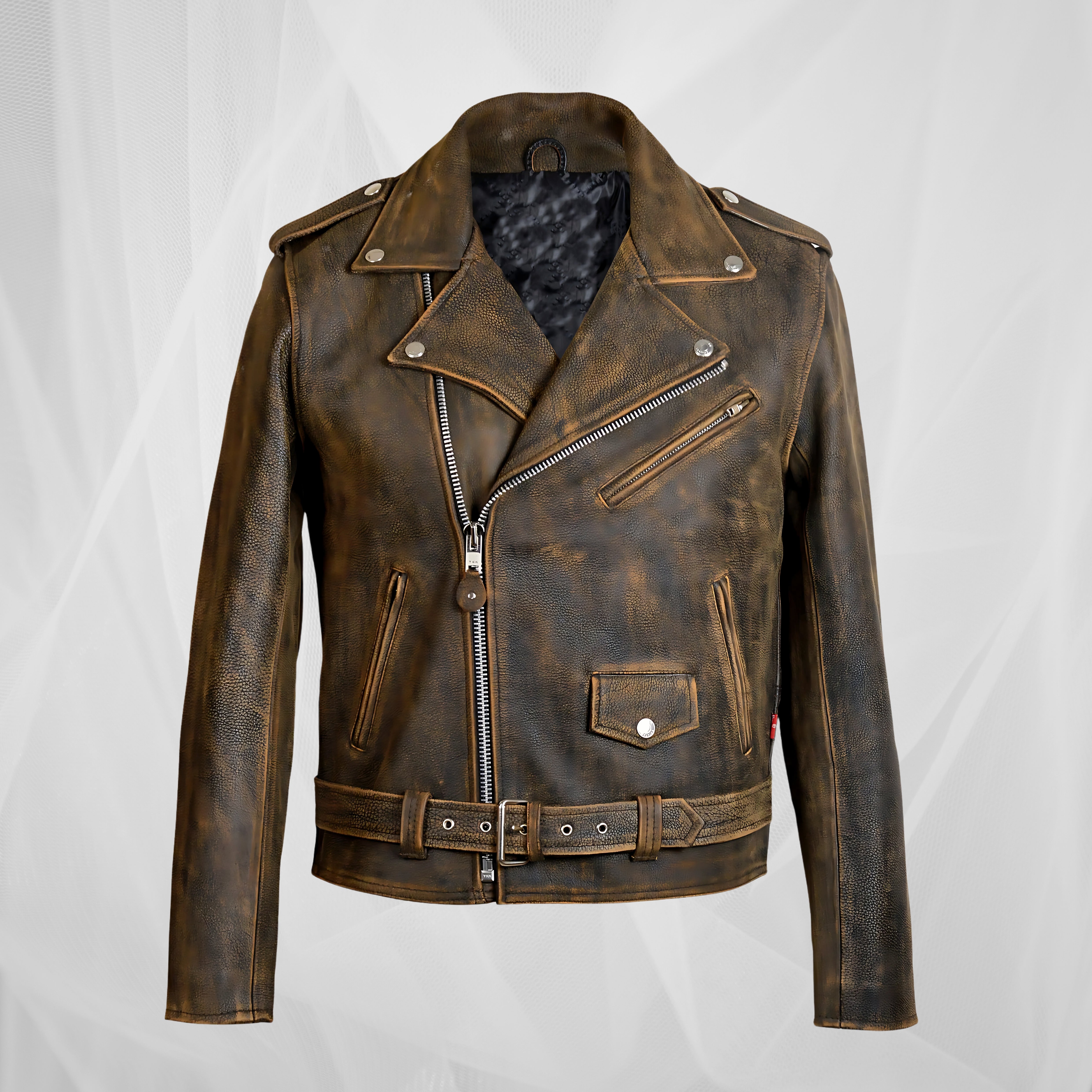 Chaqueta de Cuero Vintage para Motociclista - Carácter Audaz