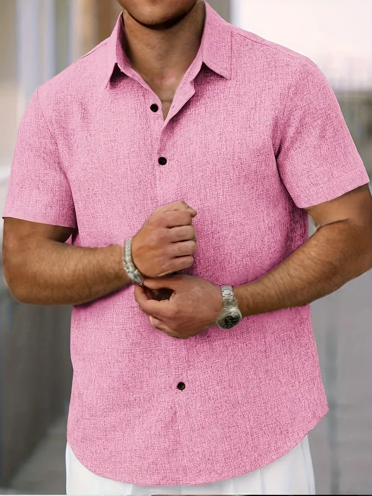 Dwight - camisa de mezcla de lino de manga corta