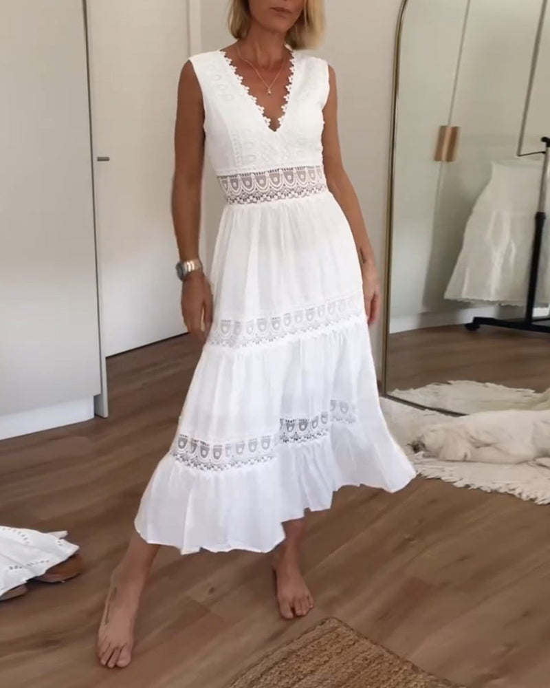 Aurélie - Vestido elegante de encaje con escote en V