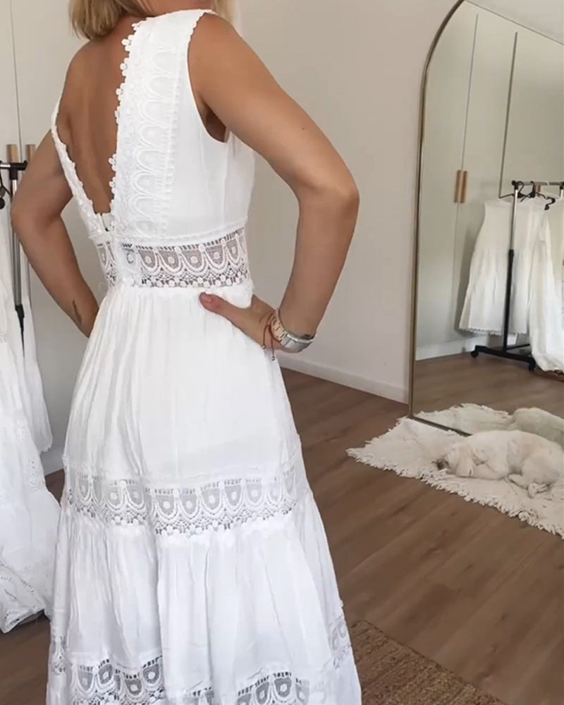 Aurélie - Vestido elegante de encaje con escote en V