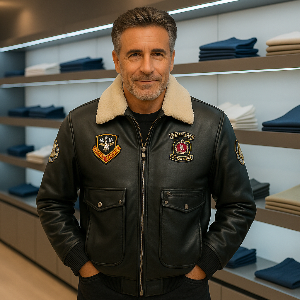 Chaqueta de cuero clásica, estilo refinado