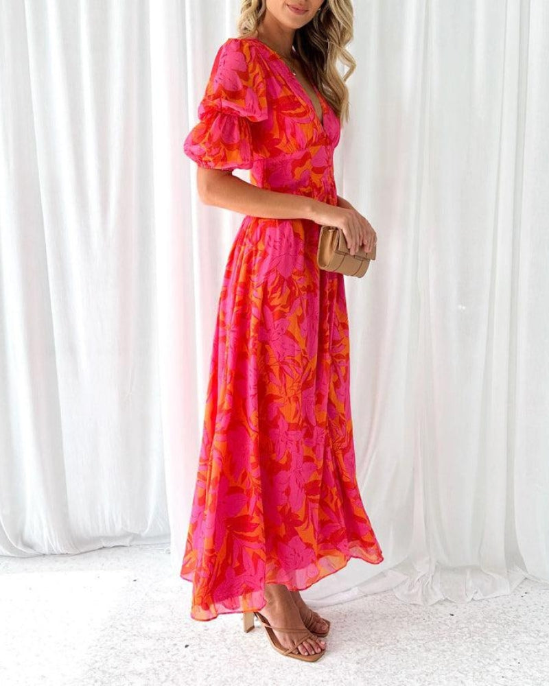 DERANA - VESTIDO MÁXIMO COLOR ROSA ROJO