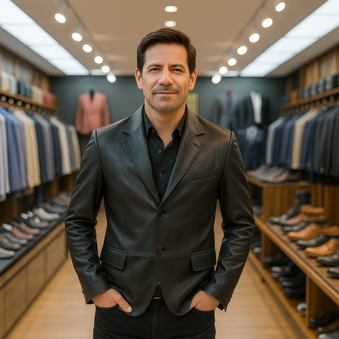 Chaqueta de cuero elegante con estilo refinado