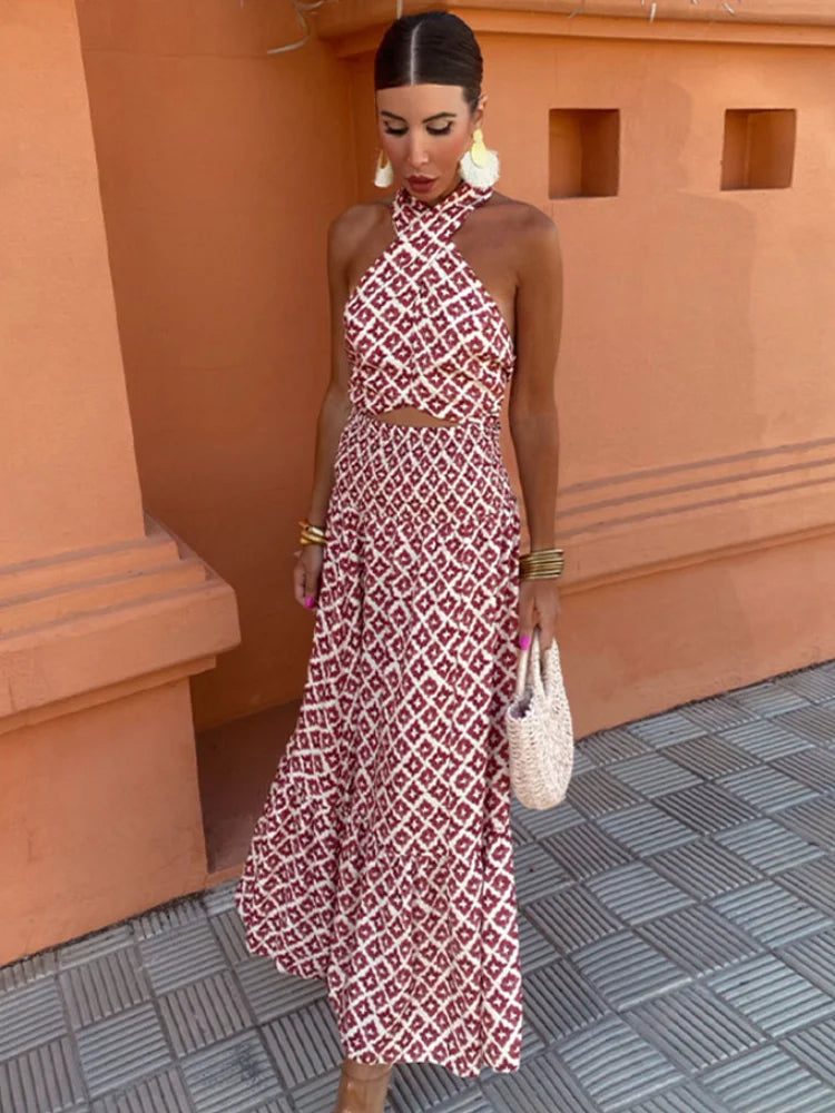 Mickay | Elegante vestido midi con hombros al aire