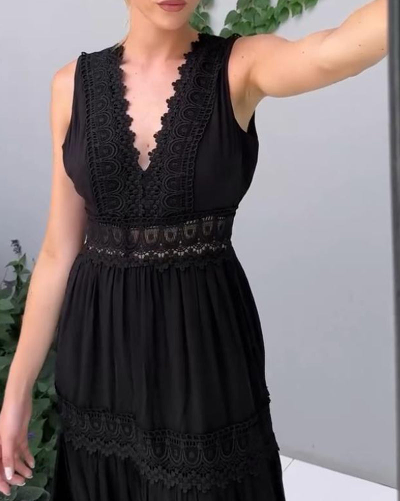 Aurélie - Vestido elegante de encaje con escote en V